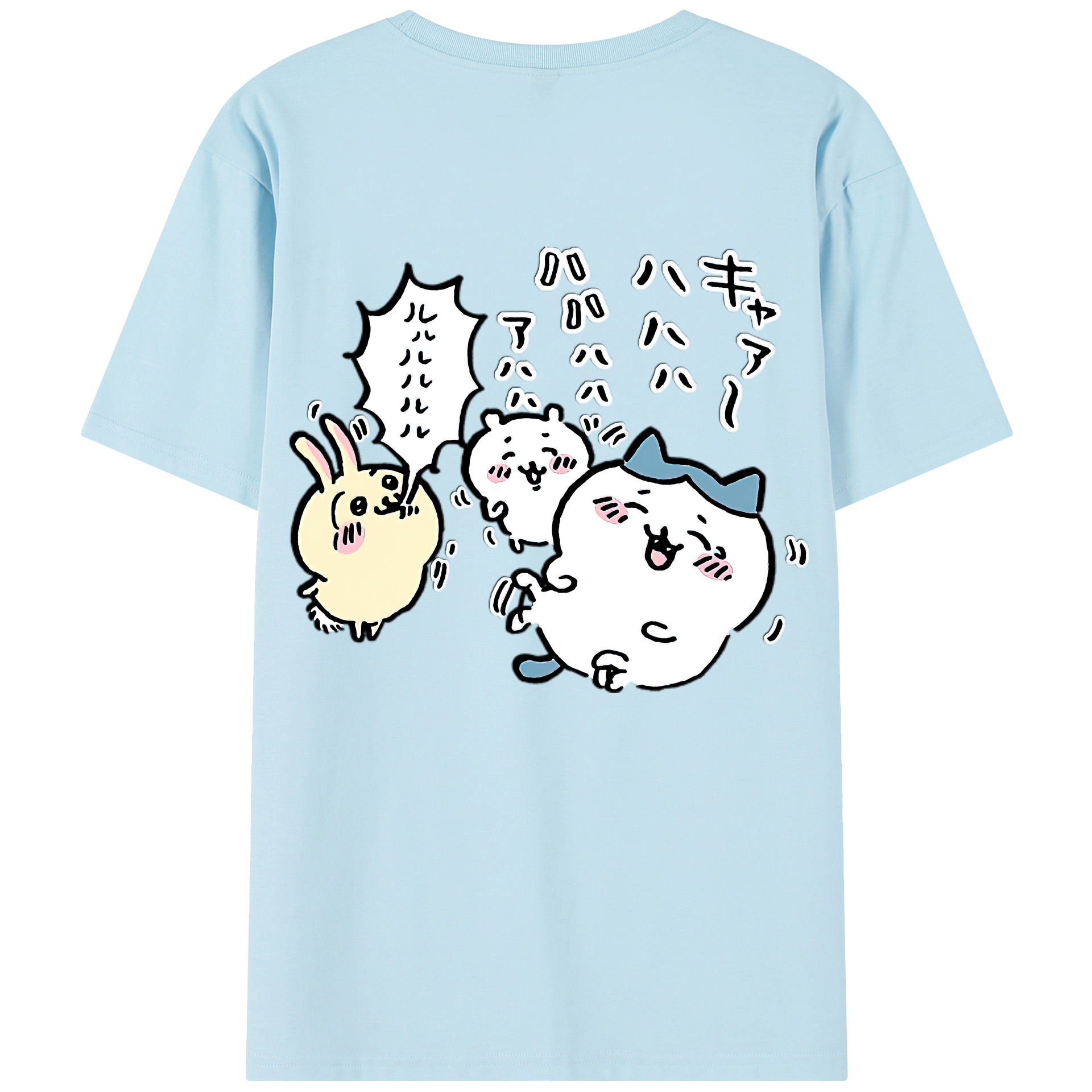 （画像用） ちいかわ うさぎ Chii-kawa usagi 綿100％半袖Tシャツ（背面プリント）